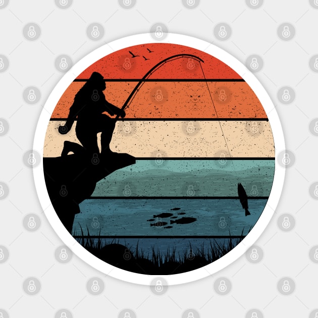 Fishing Bigfoot Sunset Magnet by Tesszero